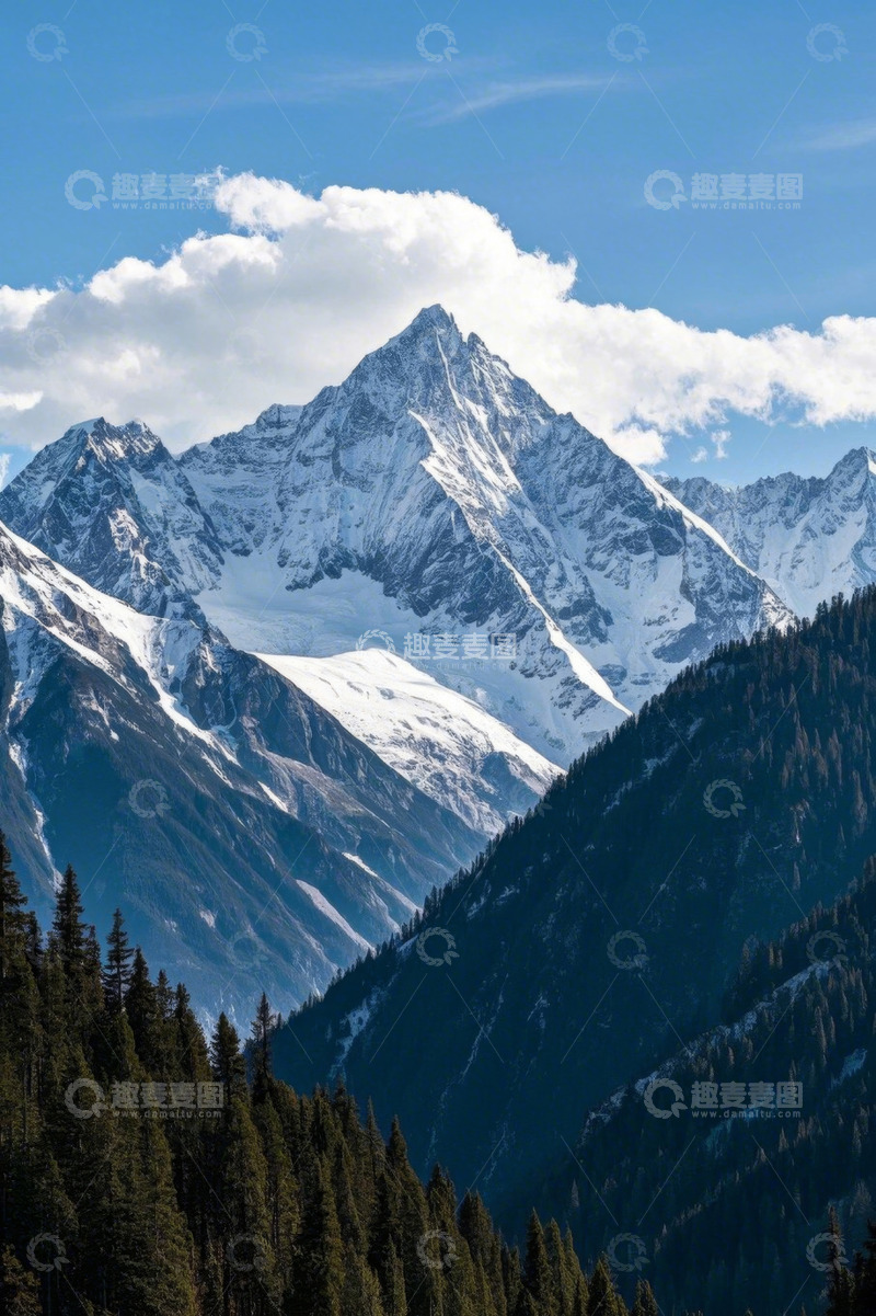 高清大图下载【趣麦麦图】雪山森林自然景观
