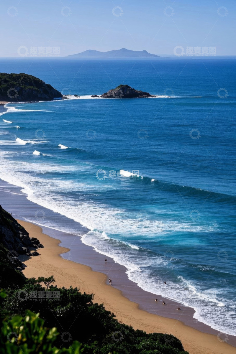 高清大图下载【趣麦麦图】俯瞰蓝色海洋与沙滩风景