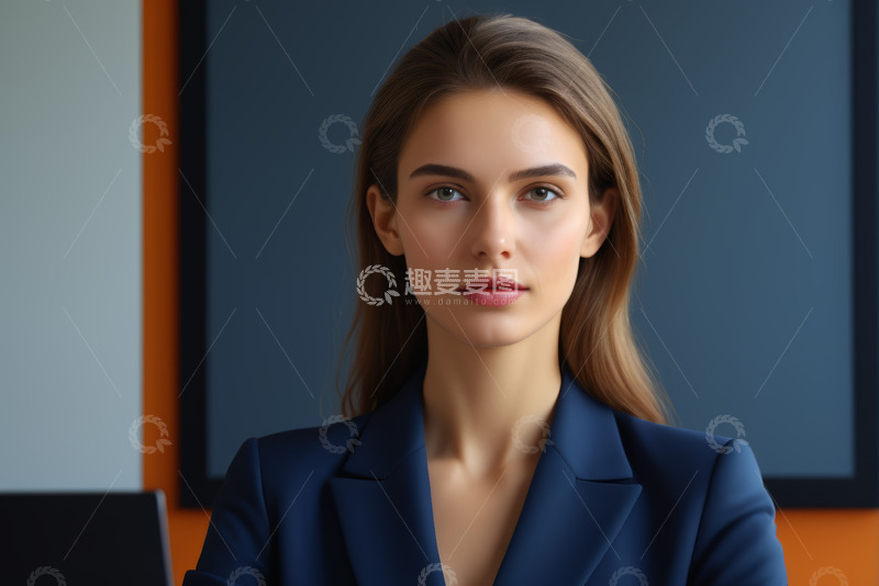 高清大图下载【趣麦麦图】年轻女商人办公肖像