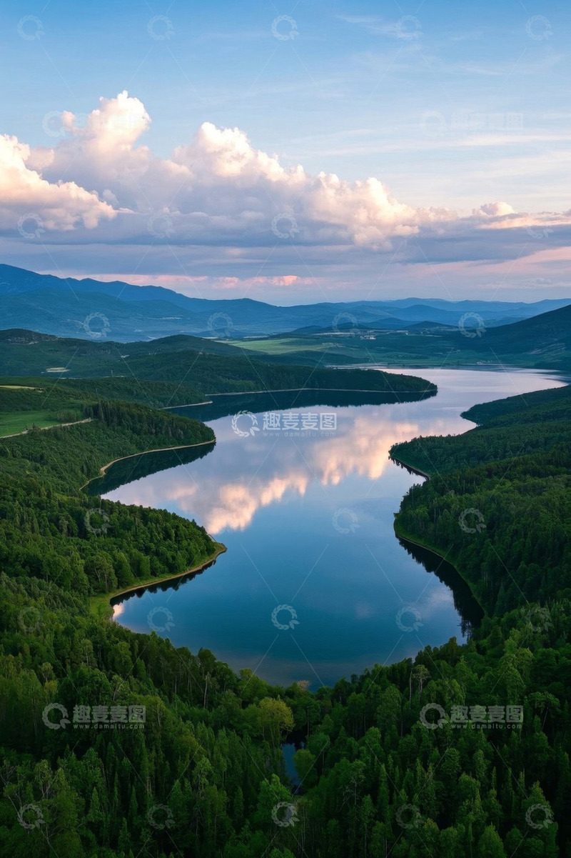 高清大图下载【趣麦麦图】森林湖泊自然风光鸟瞰