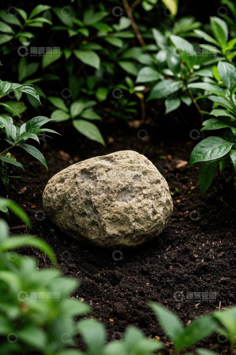 高清大图下载【趣麦麦图】户外植物丛中的石头