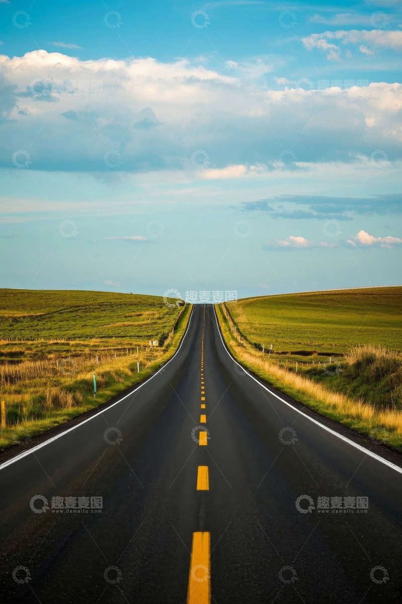 高清大图下载【趣麦麦图】草原上延伸的宽阔道路