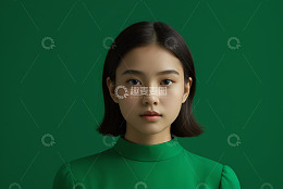 绿衣女子正面肖像