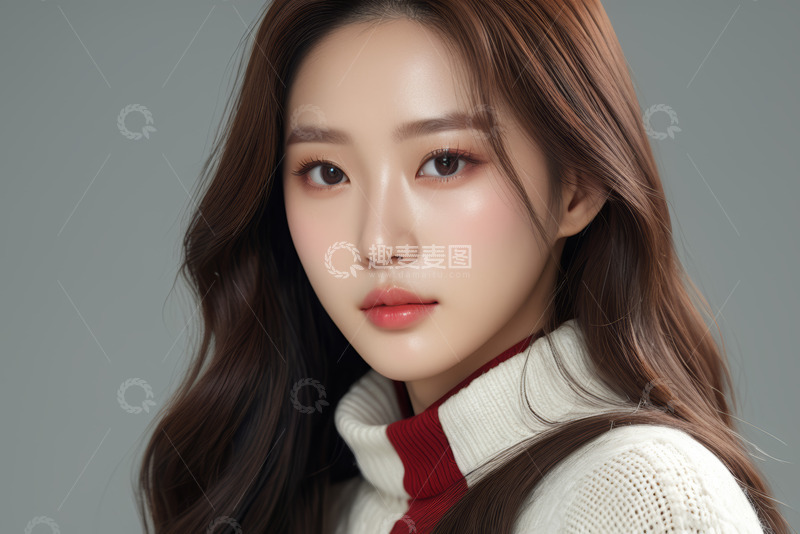 高清大图下载【趣麦麦图】穿毛衣的女性肖像