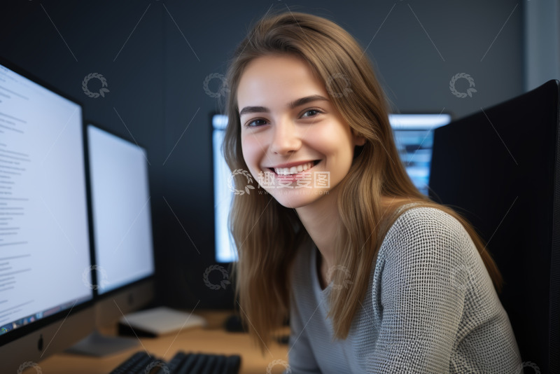 高清大图下载【趣麦麦图】办公女性微笑看向镜头