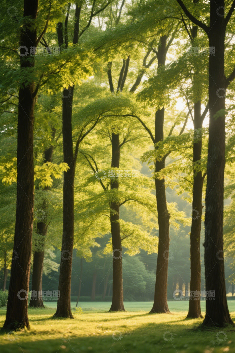高清大图下载【趣麦麦图】阳光照耀下的茂密树林