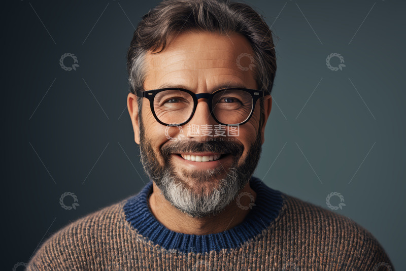 高清大图下载【趣麦麦图】戴眼镜微笑男士肖像