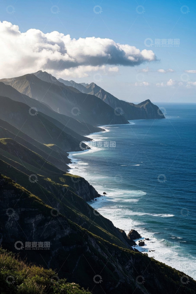 高清大图下载【趣麦麦图】海岸山脉与海洋景观