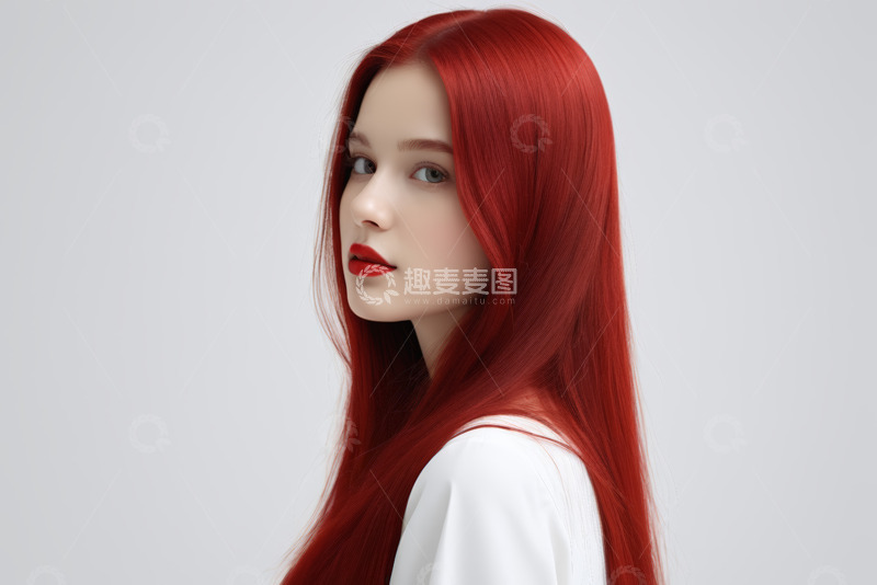 高清大图下载【趣麦麦图】红发女子时尚肖像