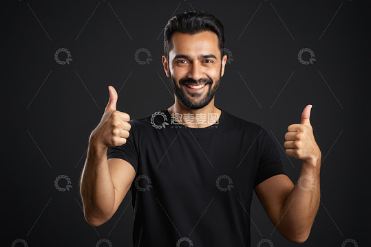 微笑男子竖大拇指特写