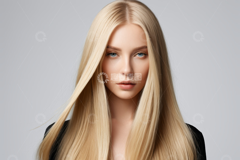 高清大图下载【趣麦麦图】金发女子面部特写肖像