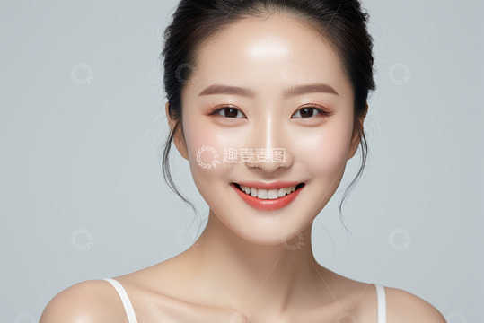 微笑女性脸部特写素材