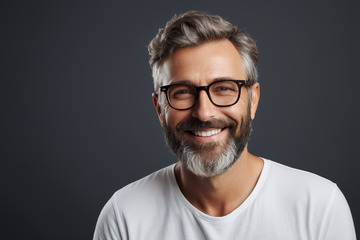 戴眼镜微笑的中年男子肖像
