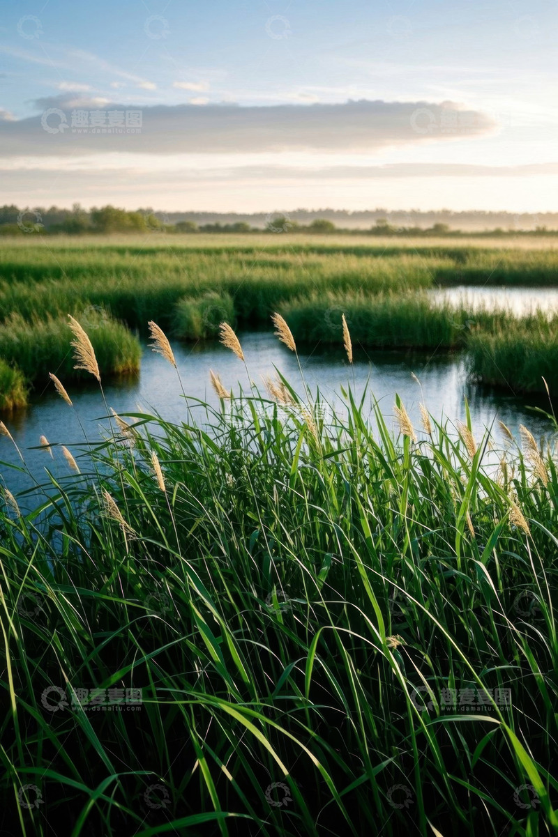 高清大图下载【趣麦麦图】河畔芦苇自然风光