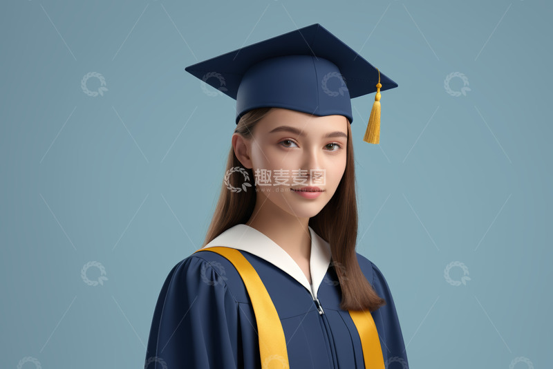 高清大图下载【趣麦麦图】身着学士服的毕业生肖像