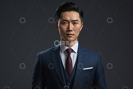 身着西装的亚洲男性肖像