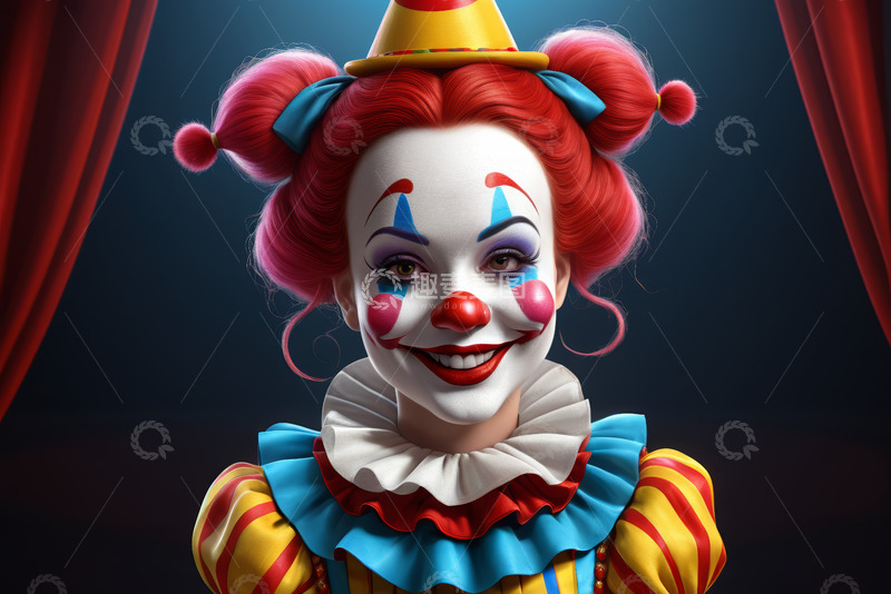高清大图下载【趣麦麦图】舞台上微笑的女性小丑