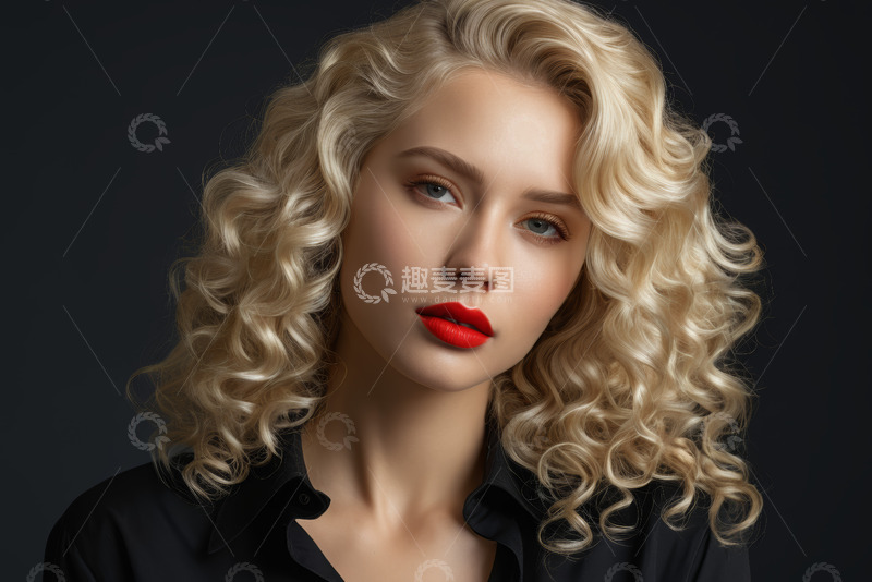 高清大图下载【趣麦麦图】金发女子特写肖像