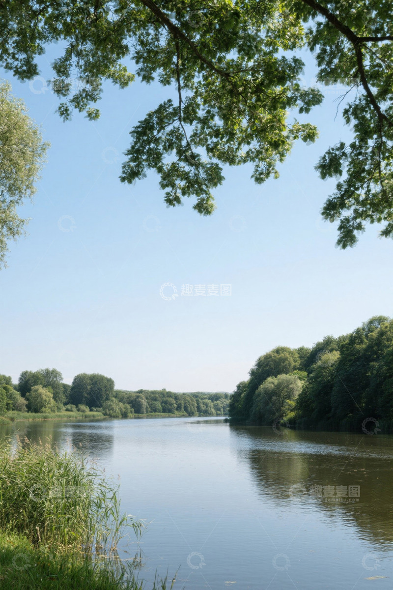 高清大图下载【趣麦麦图】河畔绿树自然风光