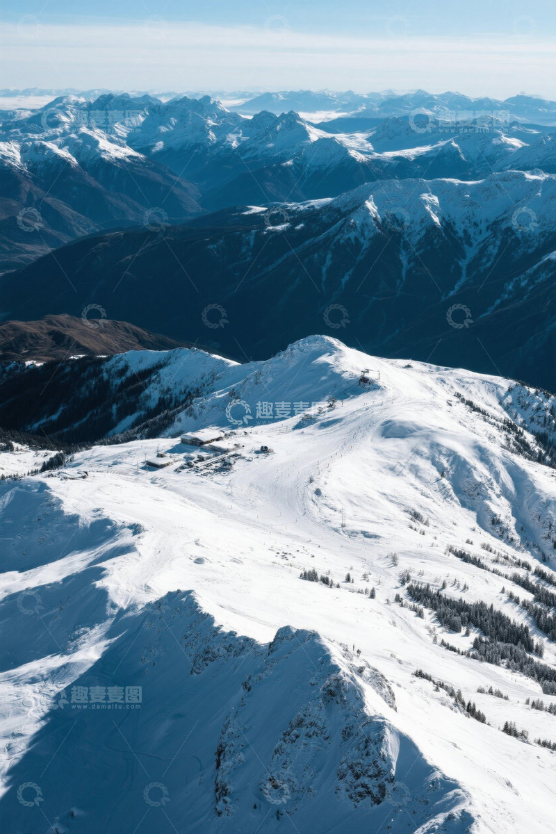 高清大图下载【趣麦麦图】雪山鸟瞰全景