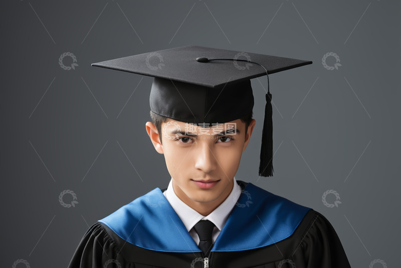 高清大图下载【趣麦麦图】身着学士服的男性毕业生特写