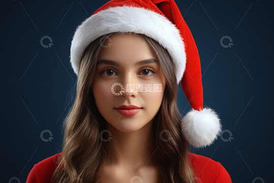 戴圣诞帽的女子特写