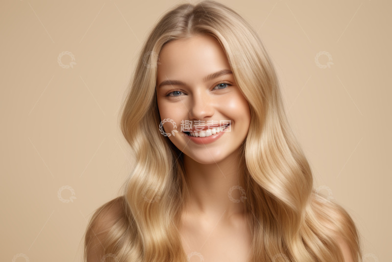 高清大图下载【趣麦麦图】金发女子微笑特写