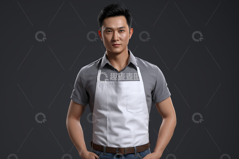 高清大图下载【趣麦麦图】穿围裙的男性正面肖像