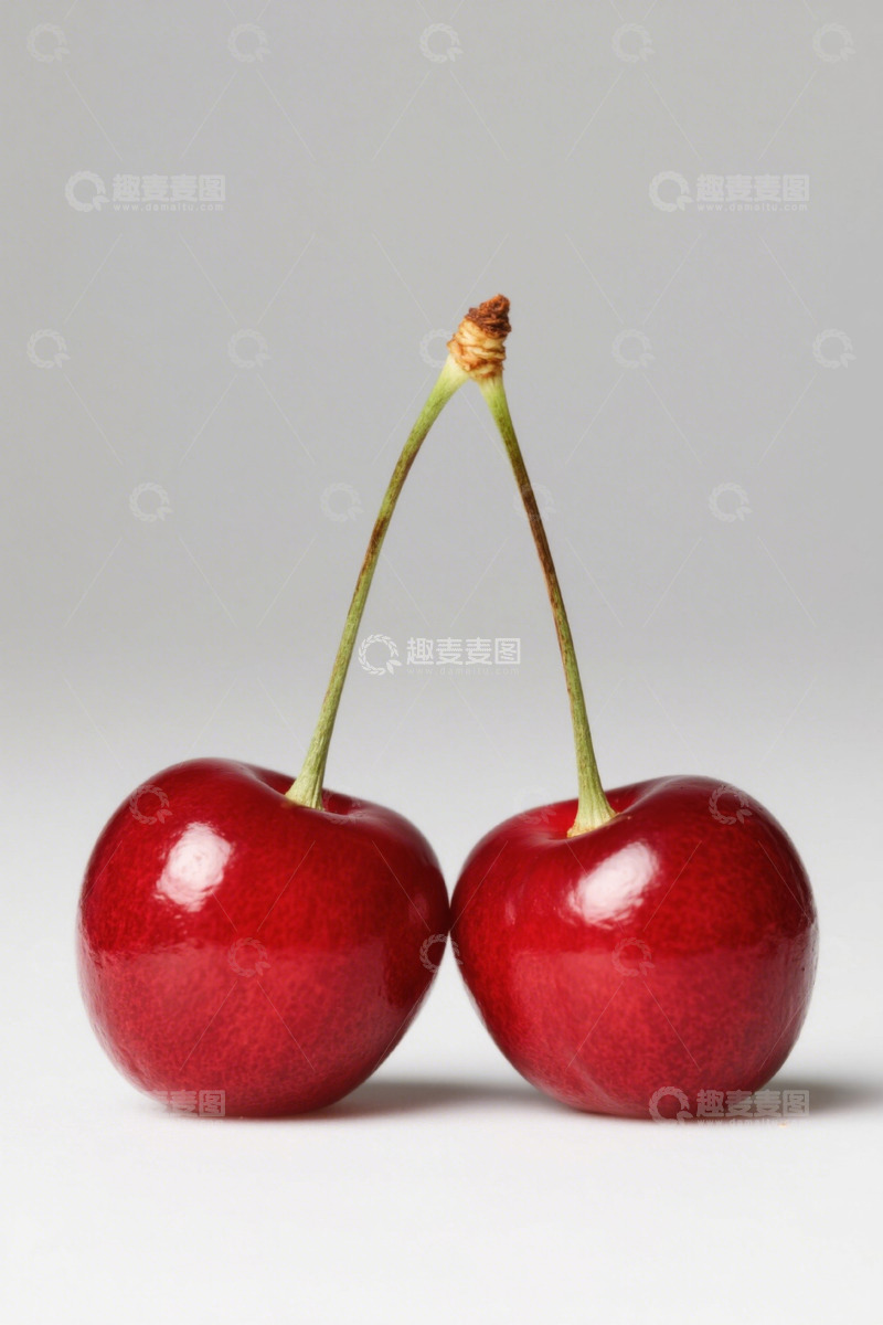 高清大图下载【趣麦麦图】两颗相连的新鲜樱桃