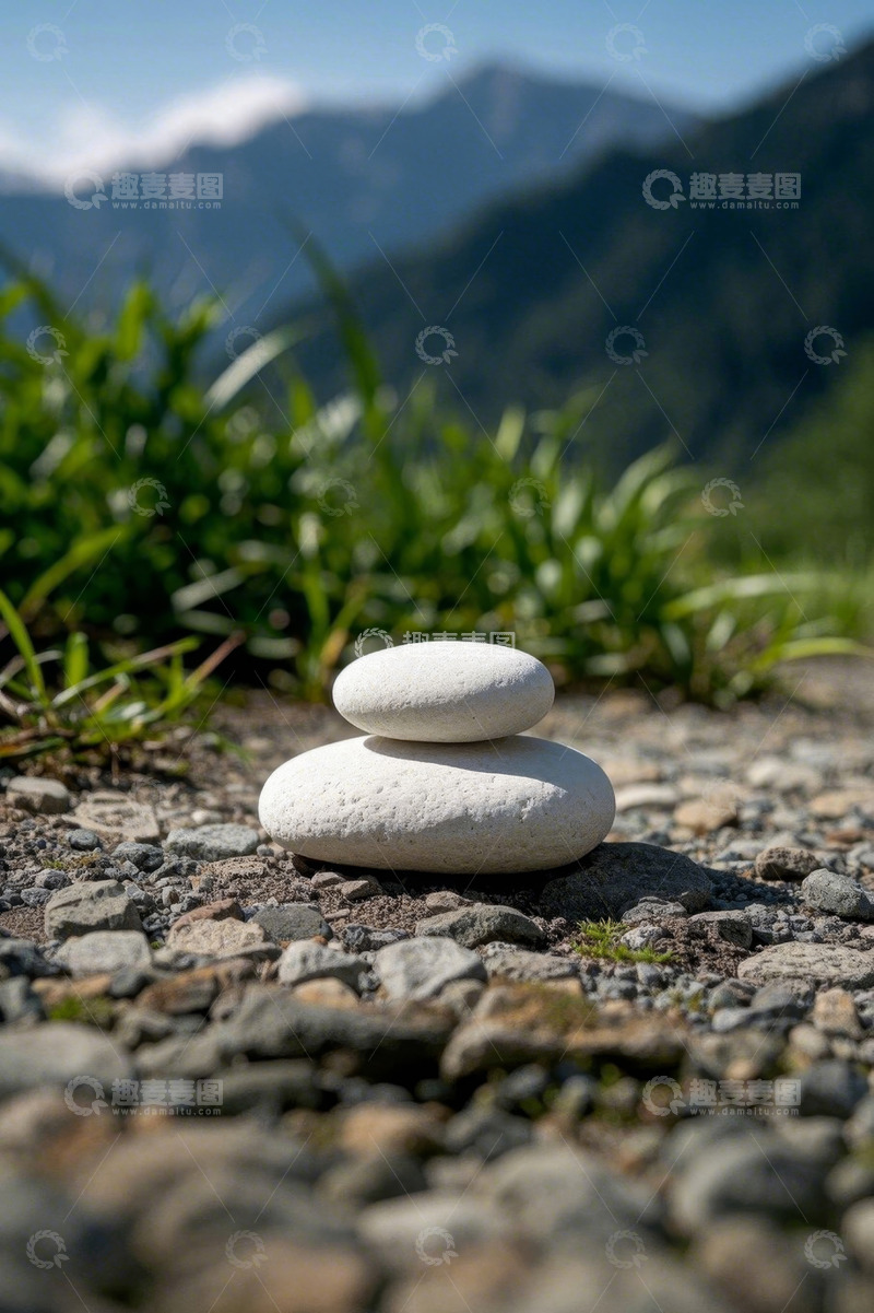 高清大图下载【趣麦麦图】户外山间堆叠的石头景观