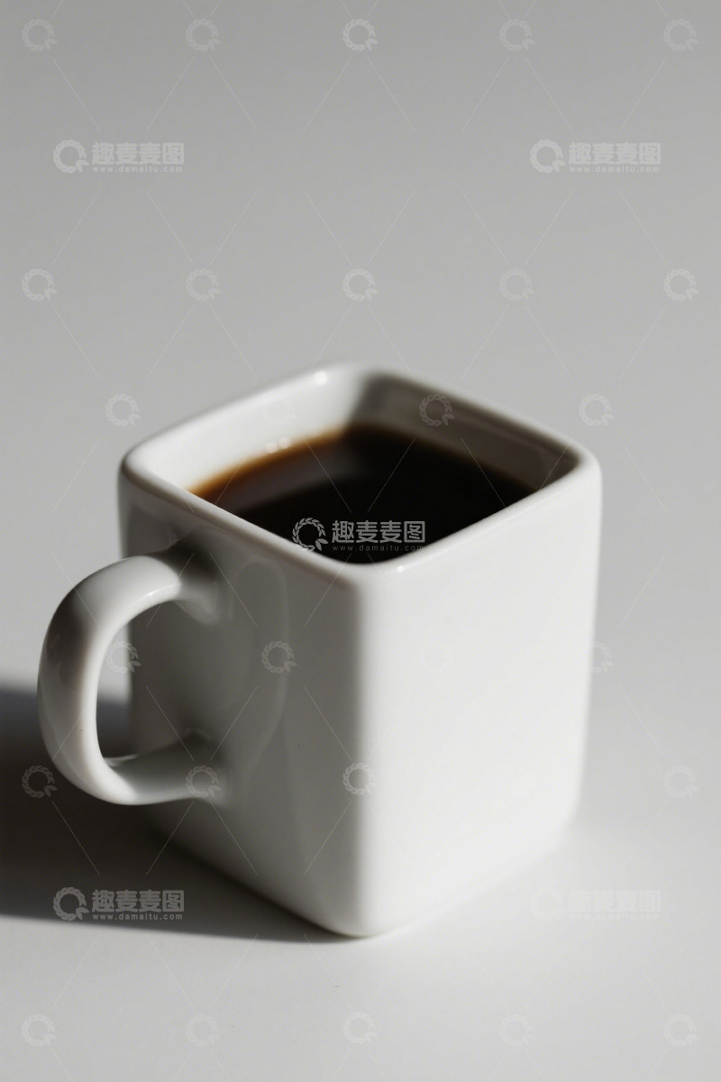 高清大图下载【趣麦麦图】白色方形杯装咖啡特写