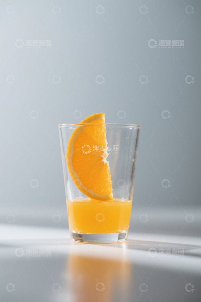 高清大图下载【趣麦麦图】玻璃杯中的鲜榨橙汁