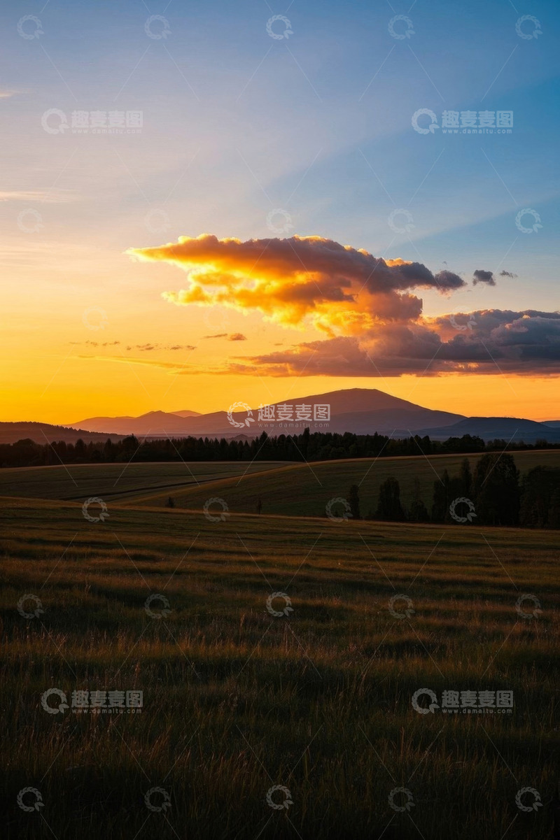 高清大图下载【趣麦麦图】田野夕阳自然风光