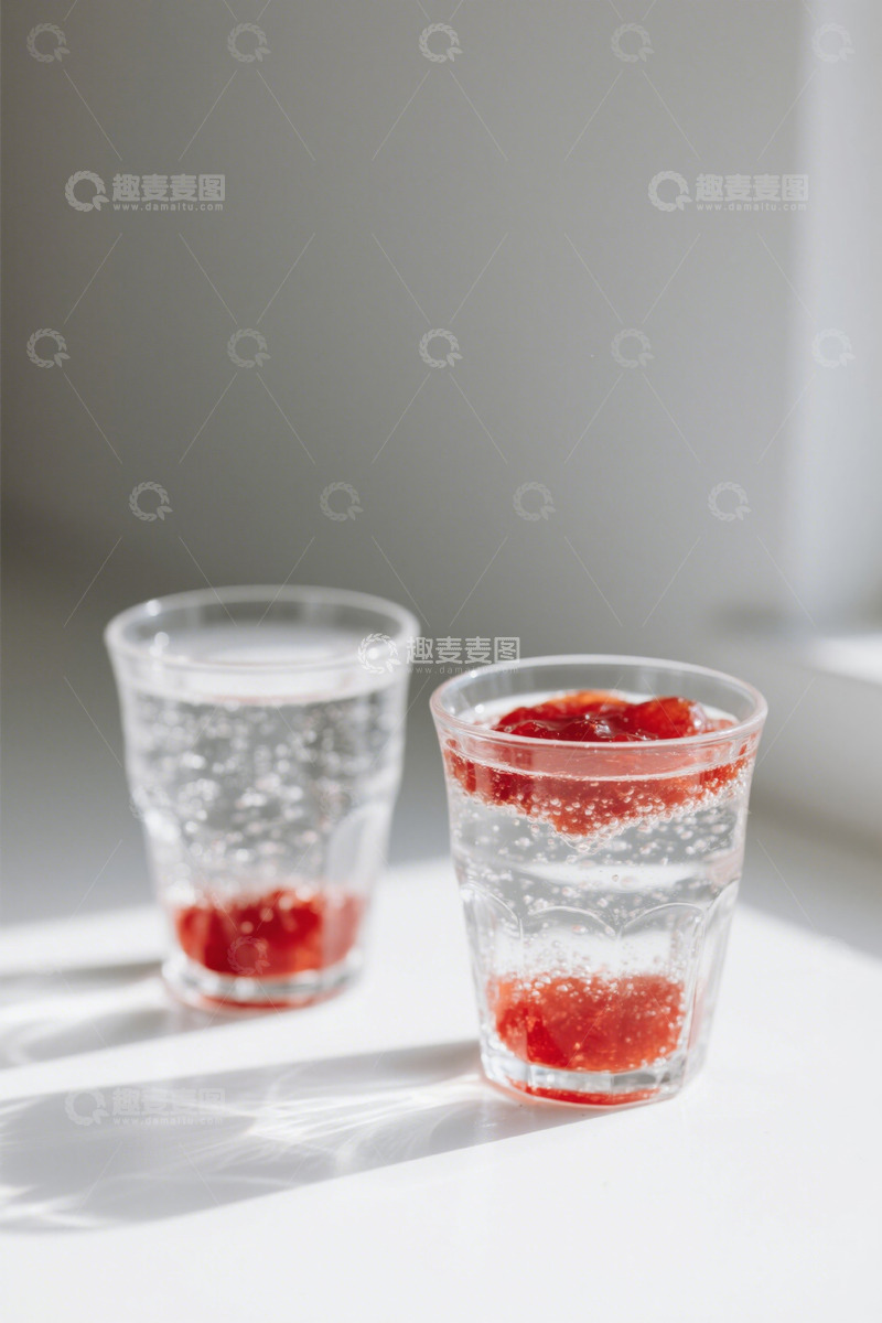 高清大图下载【趣麦麦图】装有红色液体的透明玻璃杯