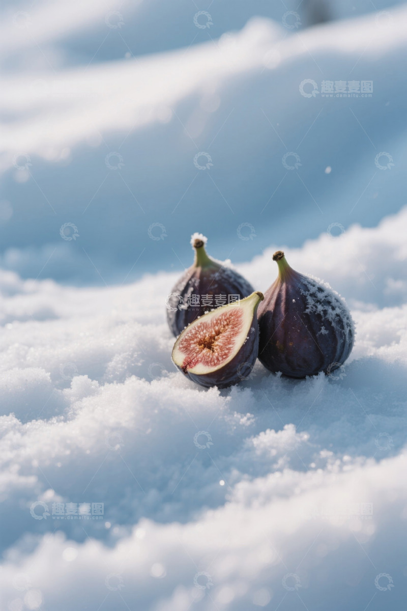 高清大图下载【趣麦麦图】雪地上的无花果静物
