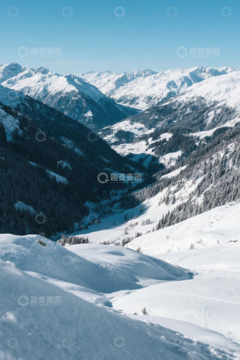高清大图下载【趣麦麦图】雪山山谷自然风光