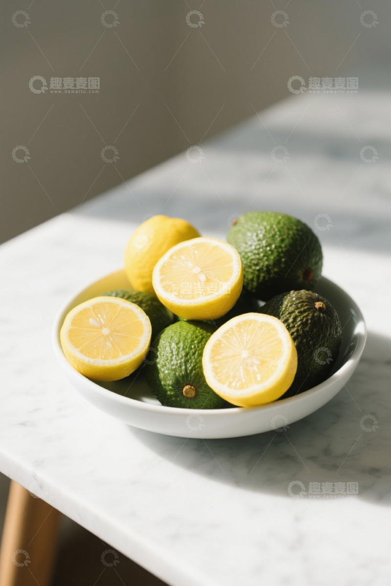 高清大图下载【趣麦麦图】碗中柠檬和牛油果静物