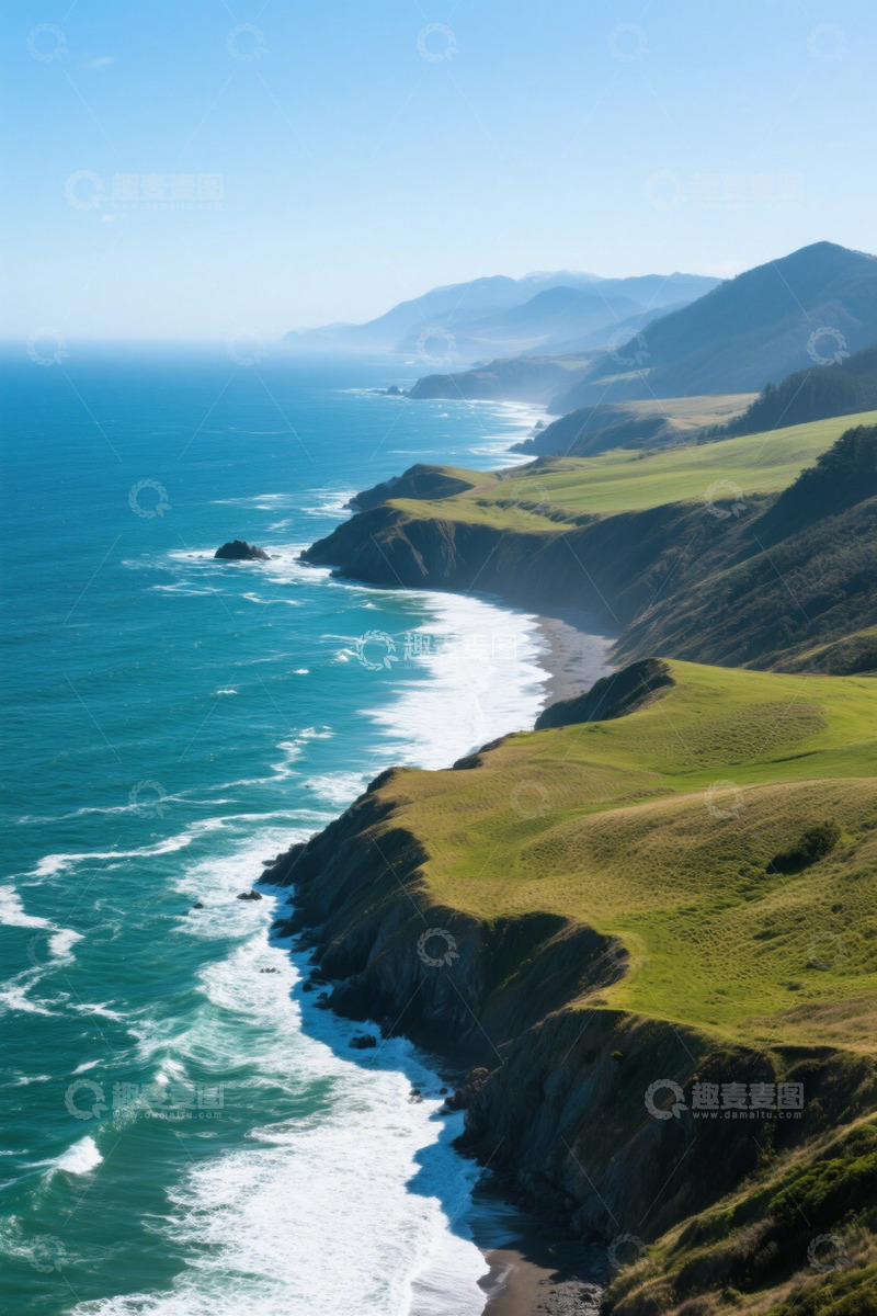 高清大图下载【趣麦麦图】海岸自然风光俯瞰图