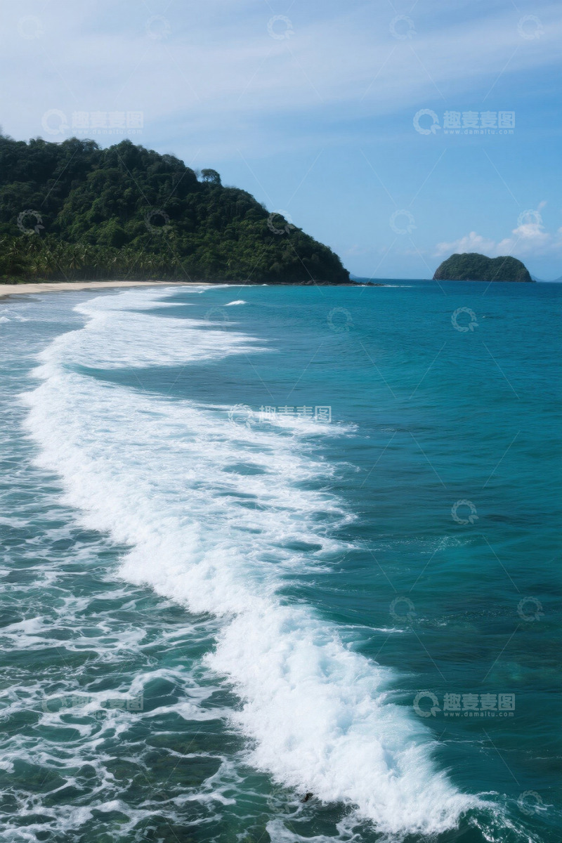 高清大图下载【趣麦麦图】蓝色海洋与沙滩岸边景观