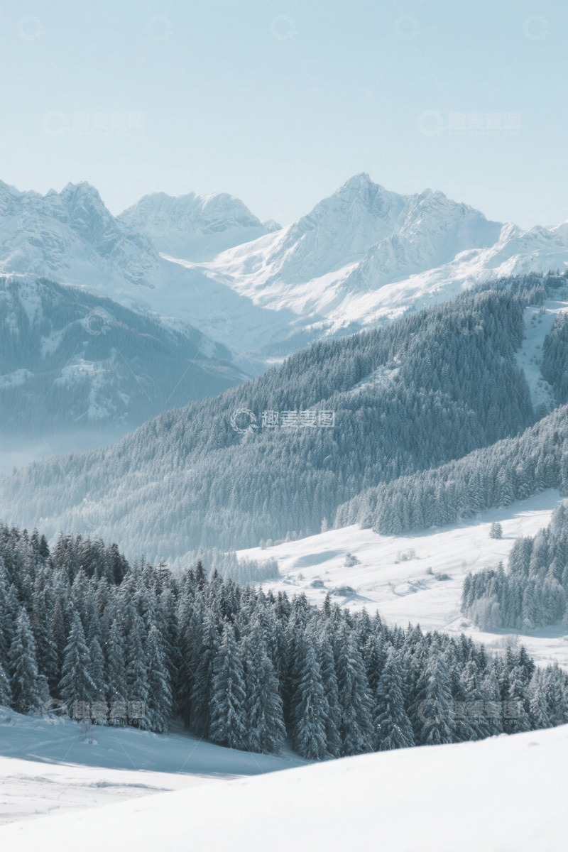高清大图下载【趣麦麦图】雪山森林雪景自然风光