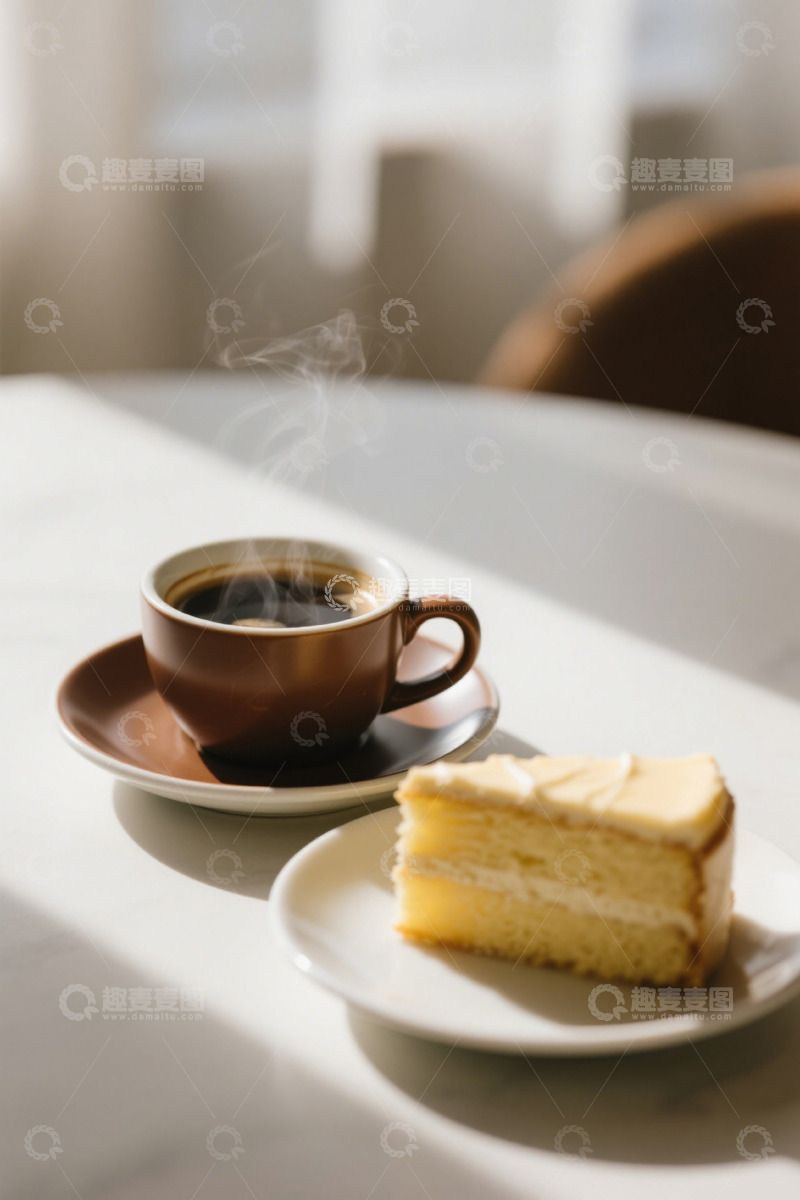 高清大图下载【趣麦麦图】桌上的咖啡与蛋糕