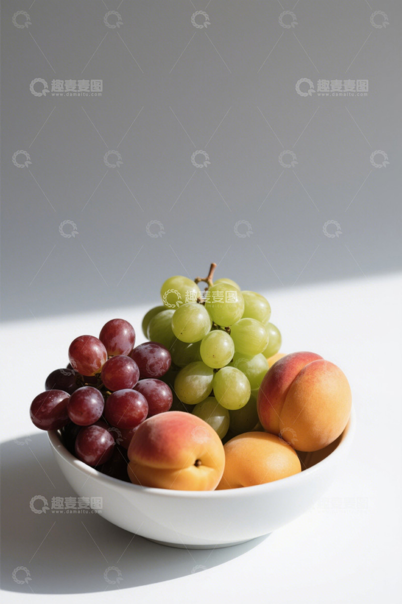 高清大图下载【趣麦麦图】白色碗中盛放多种新鲜水果