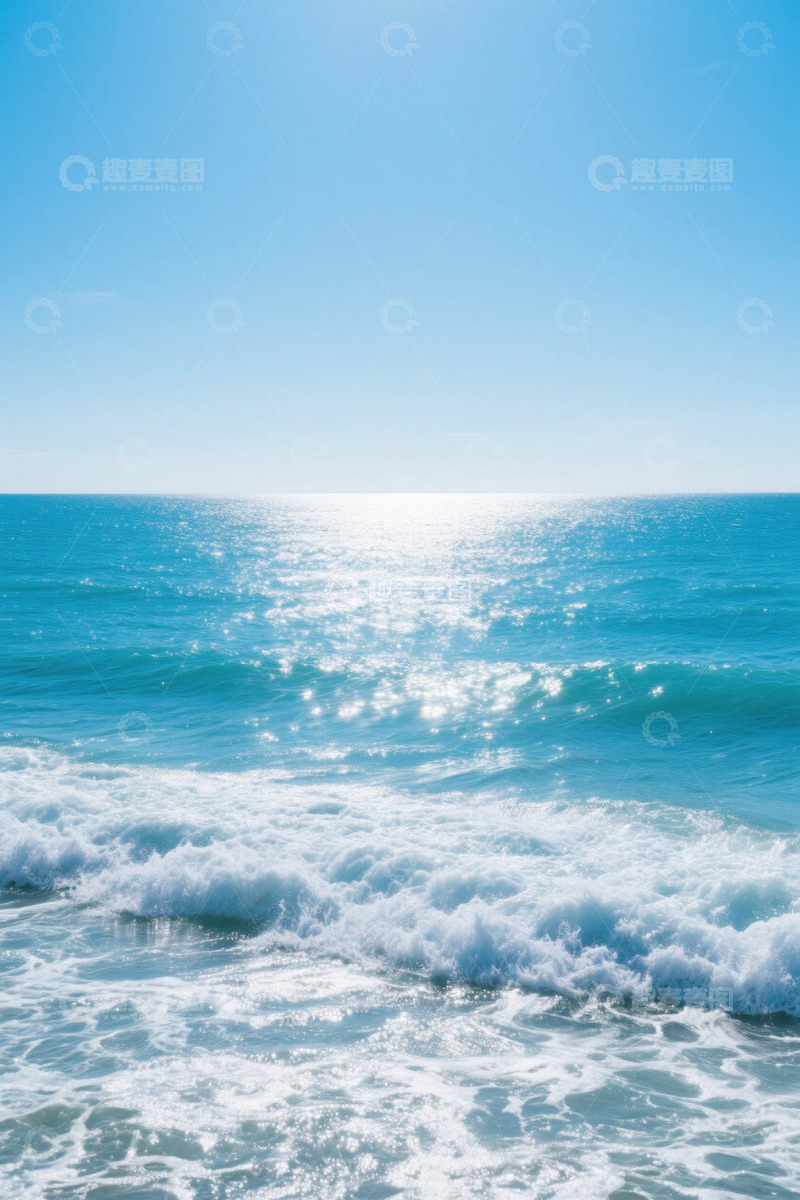高清大图下载【趣麦麦图】蓝色海洋与海浪景象