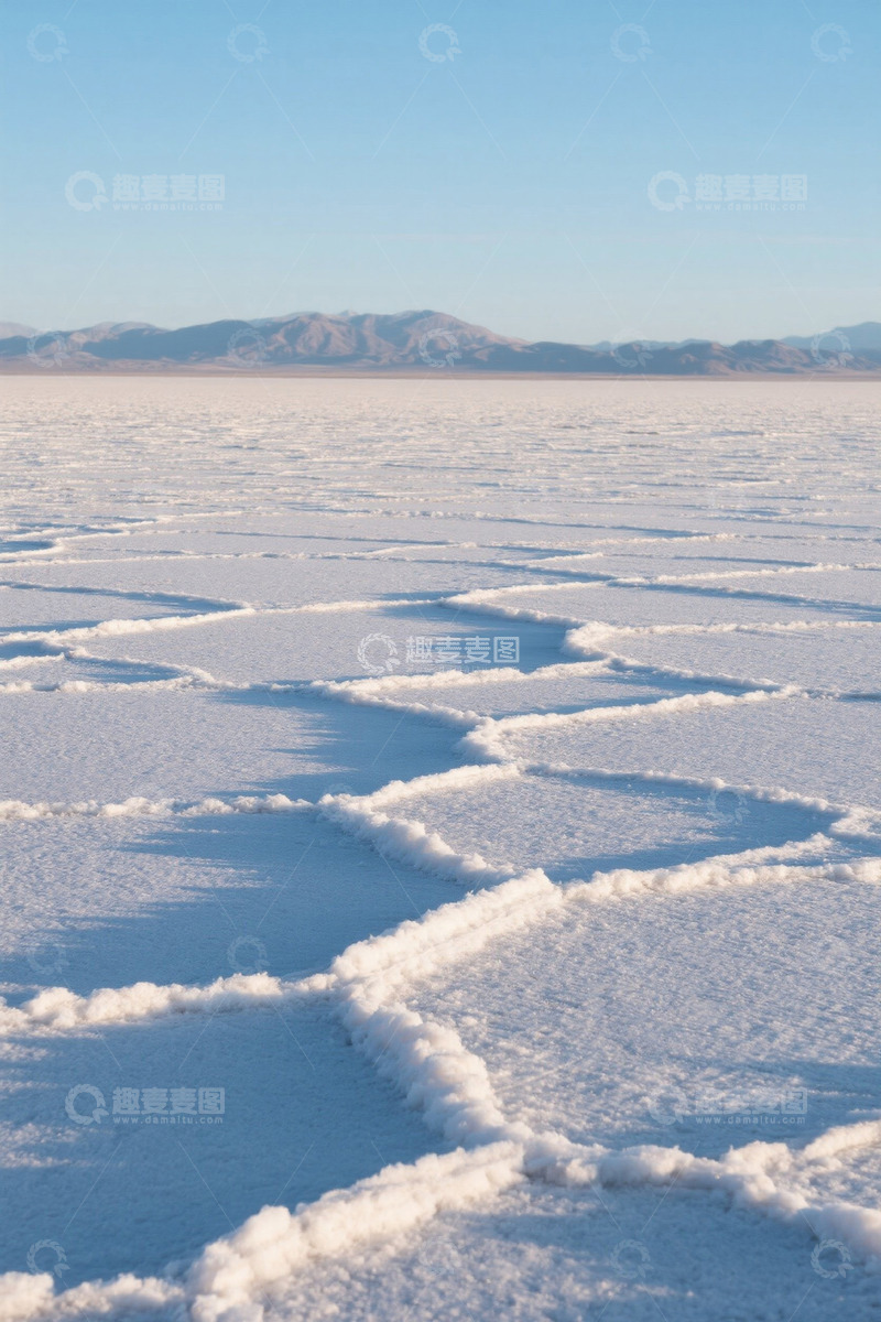 高清大图下载【趣麦麦图】广阔盐田与远处山脉景观