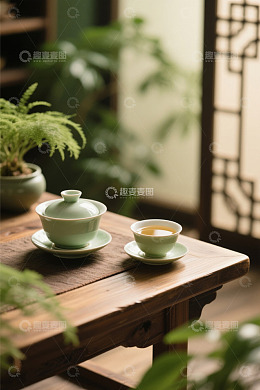 中式茶具与茶饮静物
