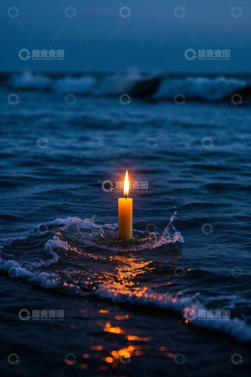 高清大图下载【趣麦麦图】海中燃烧的蜡烛