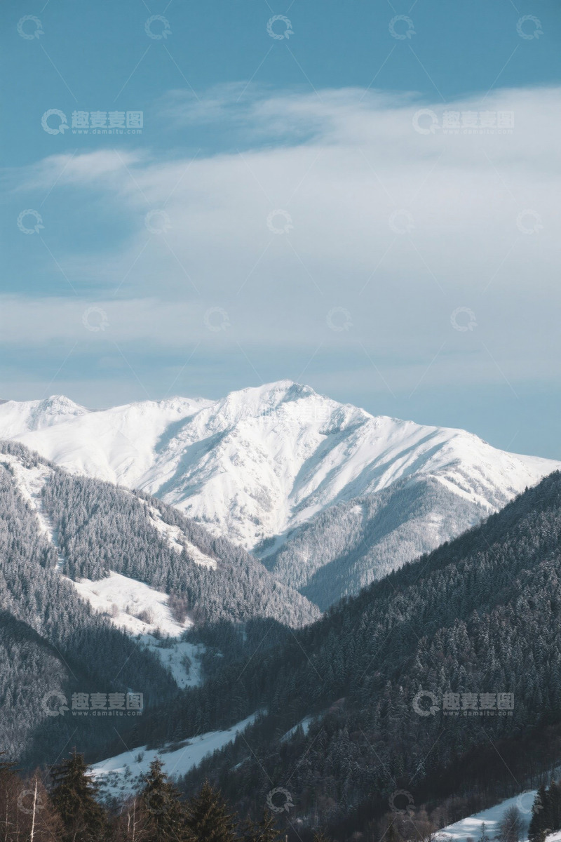 高清大图下载【趣麦麦图】雪山森林自然景观