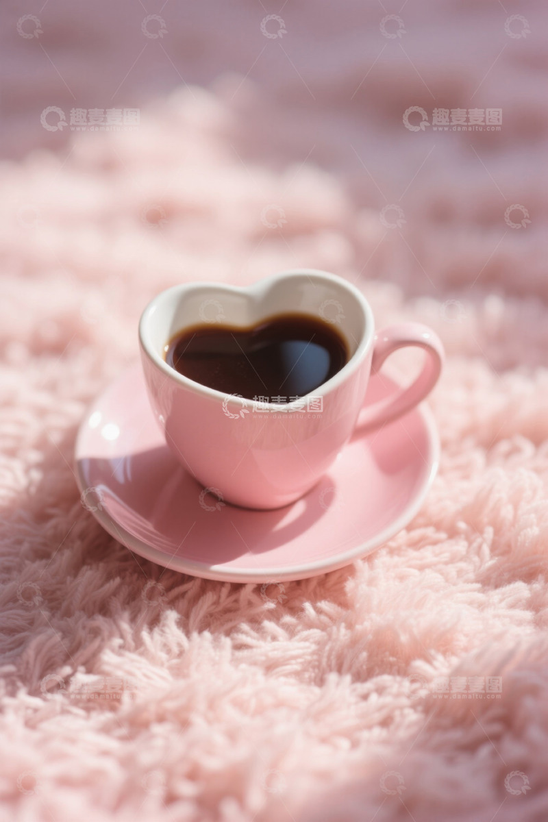 高清大图下载【趣麦麦图】心形粉色杯装咖啡特写