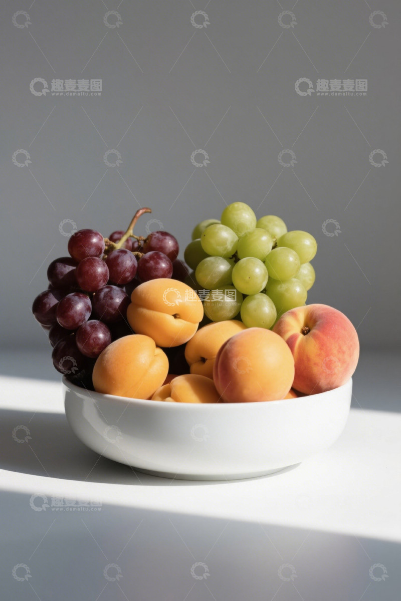 高清大图下载【趣麦麦图】白色碗中多种新鲜水果组合