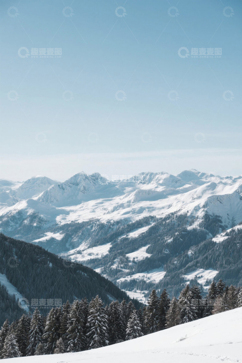 高清大图下载【趣麦麦图】雪山森林自然景观